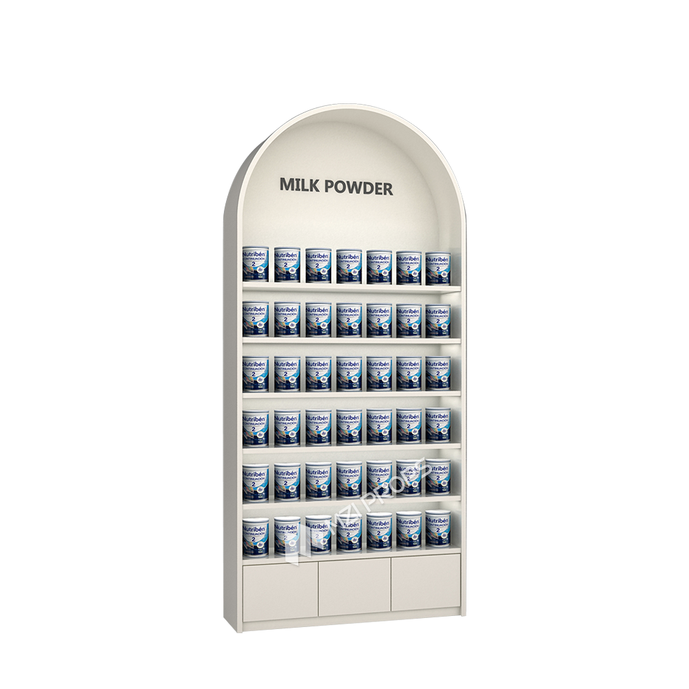 Maternity Store Cream Colored Wooden Cabinet with LED Light Strip for Store Display for Kids Shop