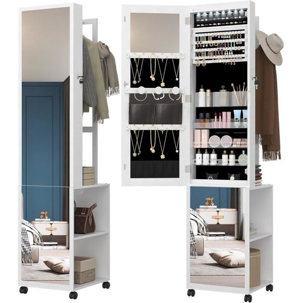 Wood Full Length Mirror Cabinet Frameless Mirror Jewelry Cabinet Modern