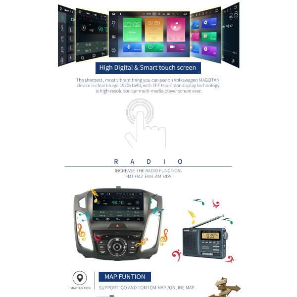 BT Radio 3G Wifi Ford Car DVD Player Built - In GPS Navigation System