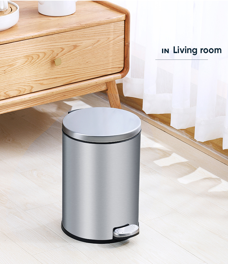 Steel and Pp Pedal Trash Can Bathroom Bin With Toilet Brush for Kitchen Recycling Storage for Household Items