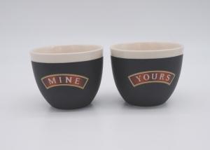 China Round Shape Ceramic Candle Holders Cup Wax Holder In Matte Black With Shiny Logo wholesale