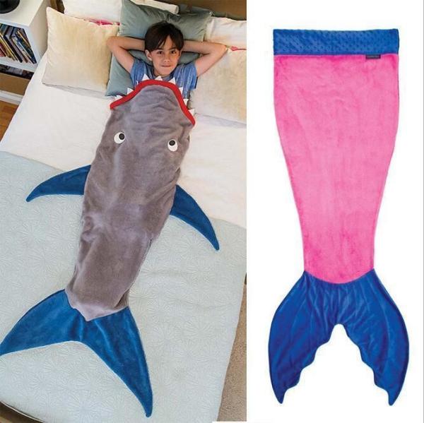 Quality Shark Sleeping Bag Kids Shark Tail Blanket for sale