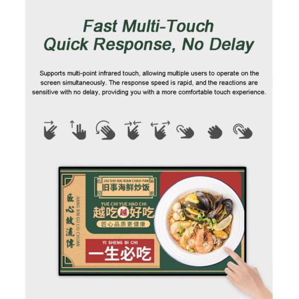 4K Ultra HD Resolution LCD Digital Signage Kiosk with Writing Method Touch Screen
