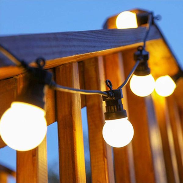 White Pearl Outdoor Patio Globe String Lights Black Wire G50 LED Waterproof String Lights Suspension Type Patio Lights Decor