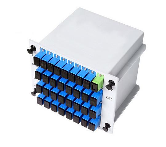 Quality Single Mode Fiber Optic PLC Splitter SC PC 1x32 Cassette Type Fiber Coupler for sale