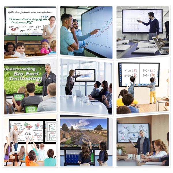 Multi Point Operation LCD Interactive Touch Screen Moving Stand Display 98 Inch