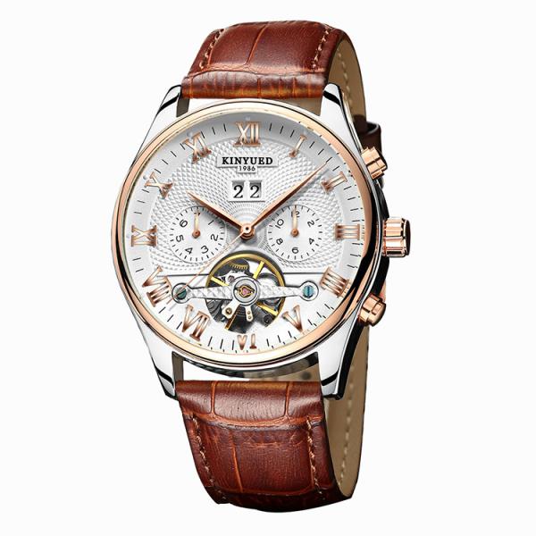 Quality Power Reserve Mechanical Skeleton Watch Date Week Month Display for sale