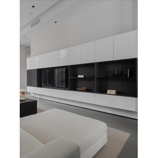 2.8m Omnipotent Living Room TV Shelves LED Wall Wood TV Cabinet With Fireplace Stuya