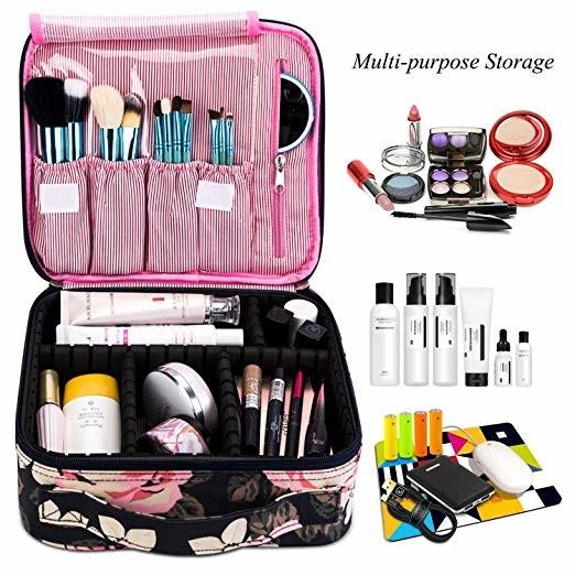Quality Women Nylon Cute Cosmetic Organizer Bag With Make Up Tools Toiletry Peony Printed for sale