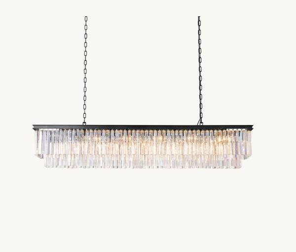 Quality Black K9 Crystal Chandelier Modern Crystal Rectangular Chandelier 70" for sale