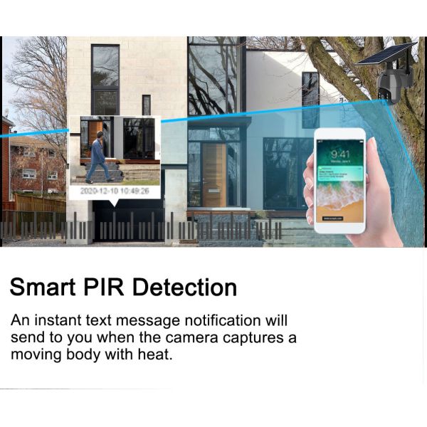 Wireless 1080P Solar CCTV Camera SD Card Cloud Storage PIR Human Detection 2MP