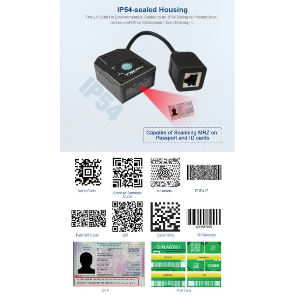 Embedded Arduino MRZ OCR Barcode Scanner Engine IP68