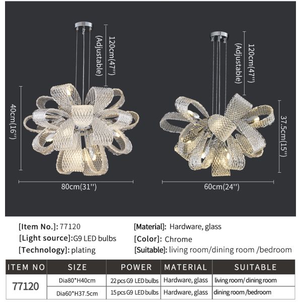 Luxury Glass Chandelier For Living Room Led Modern Home Decor Flower Chandeleir(WH-CY-216)