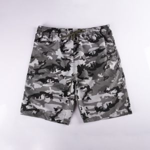 Olive Camouflage Mens Elastic Waist Board Shorts