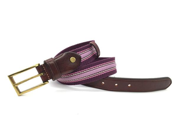 Quality 3.0cm Width Mens Polyster / Elastic Stretch Belts With Single Prong Buckle for sale