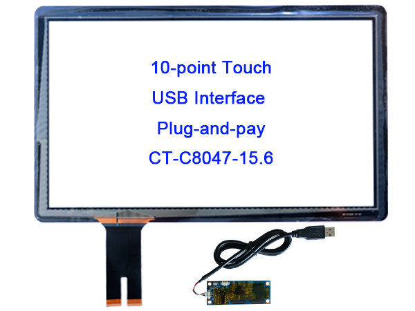 RS232 / I2C 15.6 Inch Touch Screen Panel Projected Capacitive 16:9 Aspect Ratio