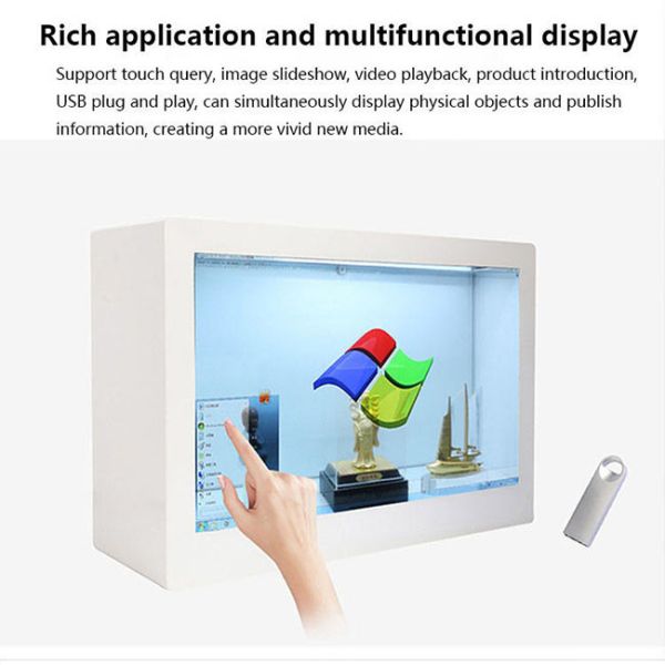 Dual OS Interactive Clear Transparent LCD Screen Box With WiFi For Real Time Updates