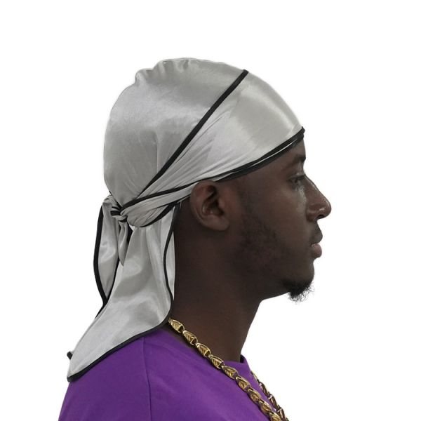 Men Satin Headwrap Long Tail Design Durag