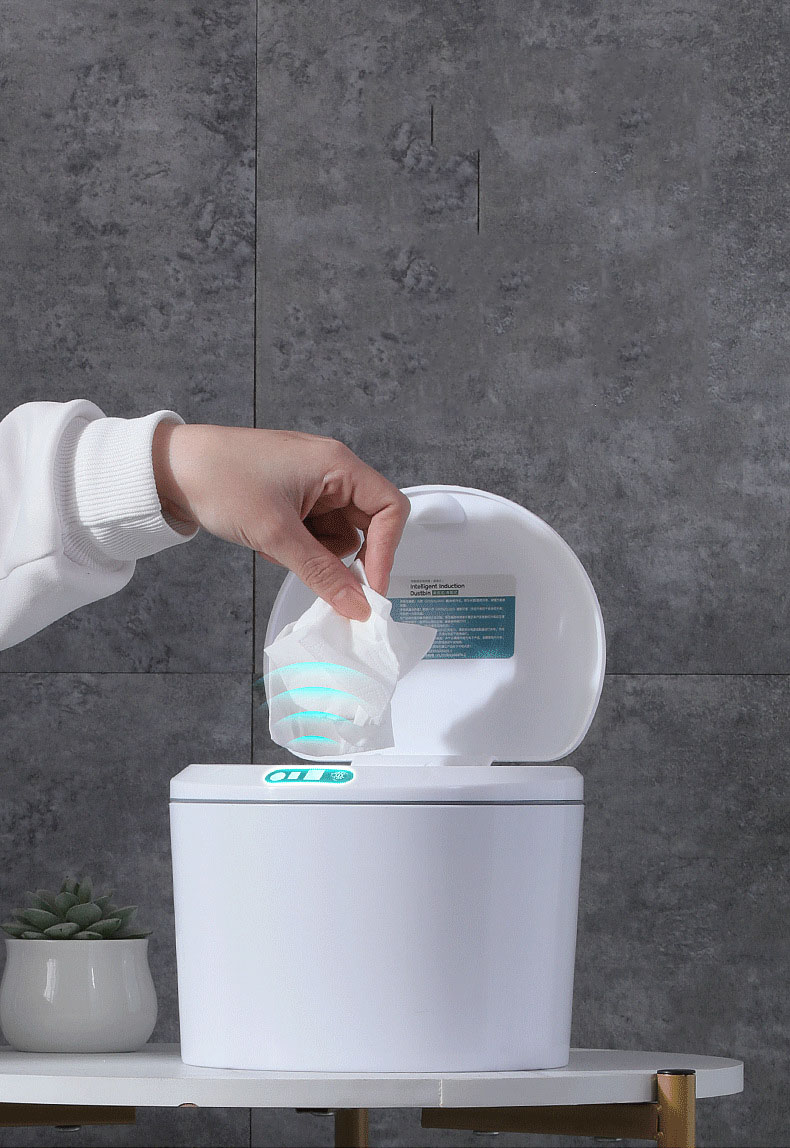 Home Living Room Creative Light Luxury Style With Lid Desktop Smart Trash Can Car Sensor Automatic Trash Can