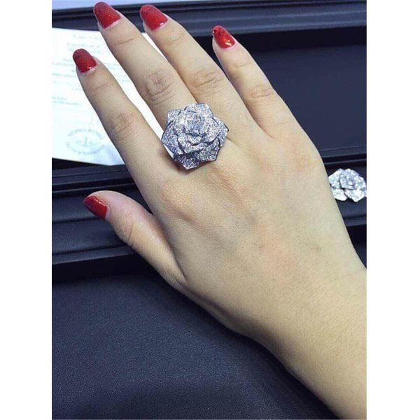 P Rose ring 18k gold white gold yellow gold rose gold diamond ring Jewelry factory in Shenzhen, China