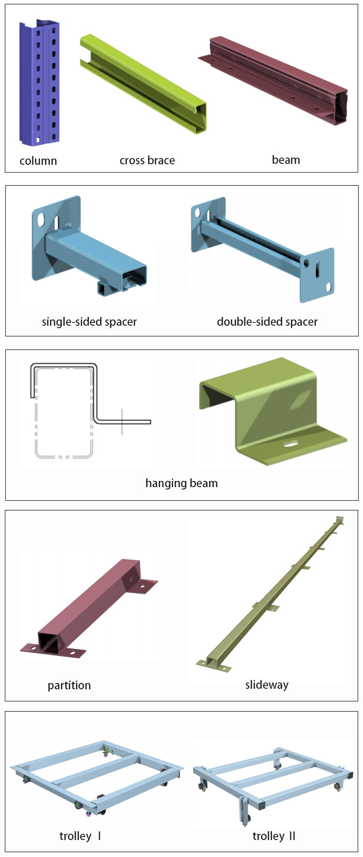 Multi Level Push Back Racking For Factory Warehouse Storage OEM / ODM