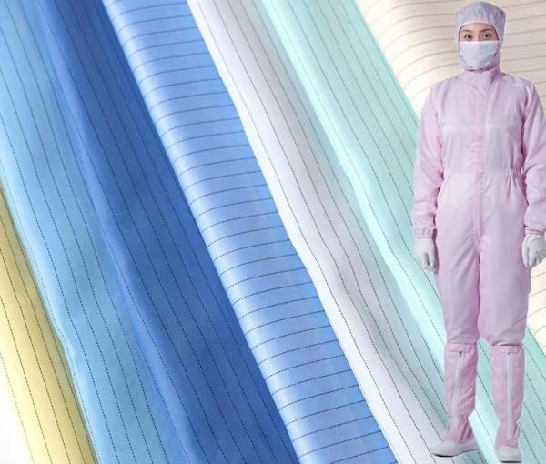 Quality Polyester Anti Static ESD Fabrics Electronic Factory Clean Room Fabrics for sale