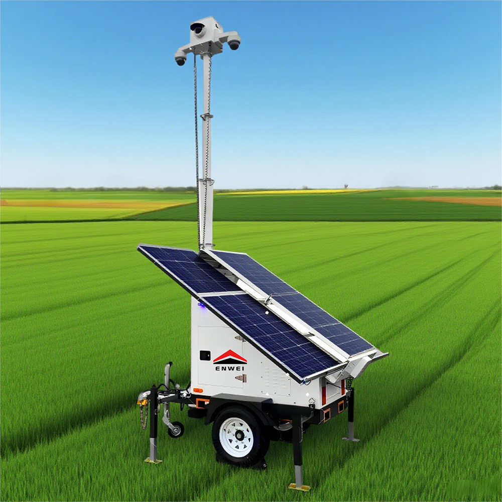 Weather-Resistant Design Solar Powered Camera 5G Video Security Trailer For large-scale factories Monitoring