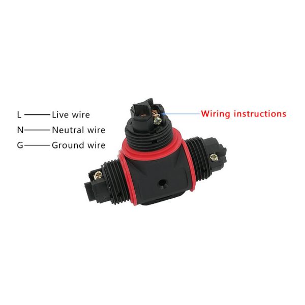 T Shape 3 Pin 250V 24A IP68 Waterproof Connector Cable Wire Gland Sleeve Connector Quick Connect Waterproof Connector