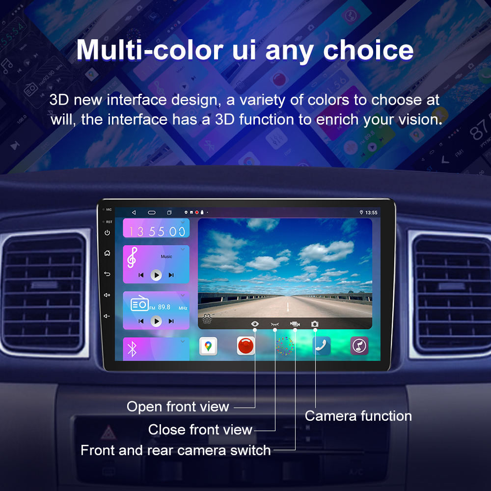 9" IPS/QLED Touch Screen Android 12 Car Radio with GPS Wifi Rear Camera and BT FM RDS
