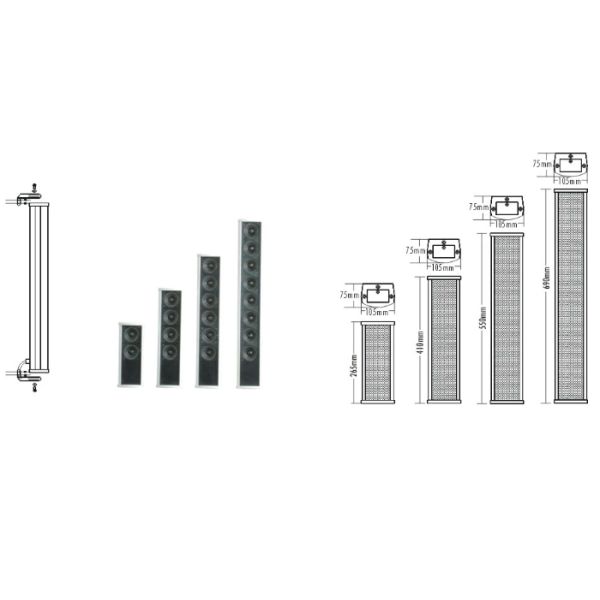 10W To 20W 100V Aluminum Alloy Sound Column Speakers In White Printing