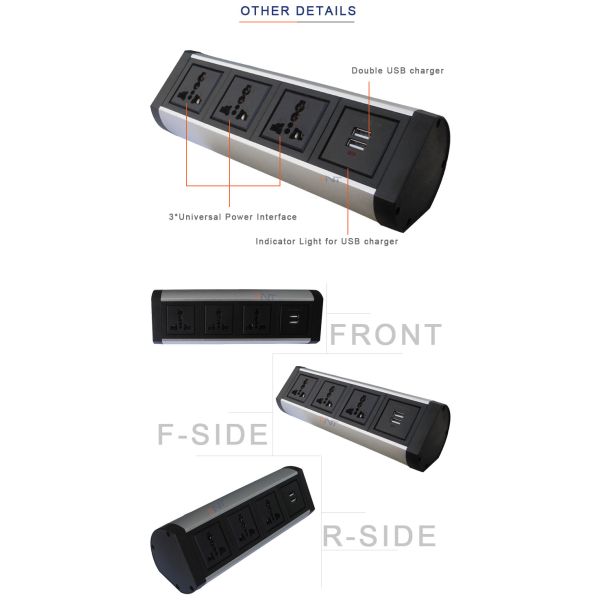 office funiture power and data center/table top desk edge mount universal power socket and usb data charging