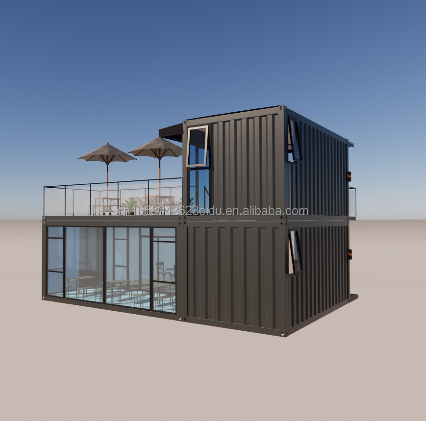 Galvanized Steel Bending Container Coffee Shop Store 40ft Prefabricated House Building Design for Steel Frame Hotel