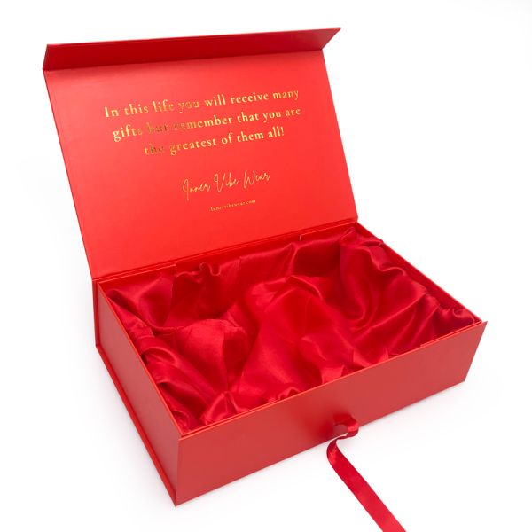 Red Cardboard Gift Boxes Flip Top Rigid Festival With Red Ribbon