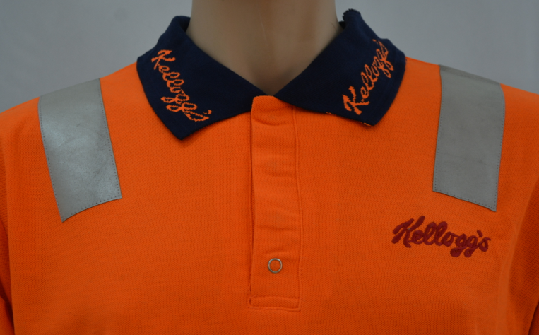 Comfortable Long Sleeve Safety Shirts / Orange Hi Vis T Shirts Flat Knitted Collar