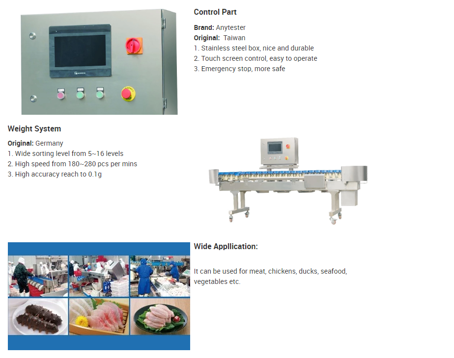 LCD Touch Screen Automatic Fruit Fish Weight Sorting Machine