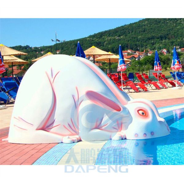 Fiberglass Kids Water Slide Cute Cat Duck Rabbit Mini Water Slide Anti UV