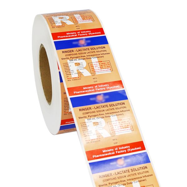 40mm Patterned Vinyl Sticker Roll Pharmaceutical Colorful Adhesive Label