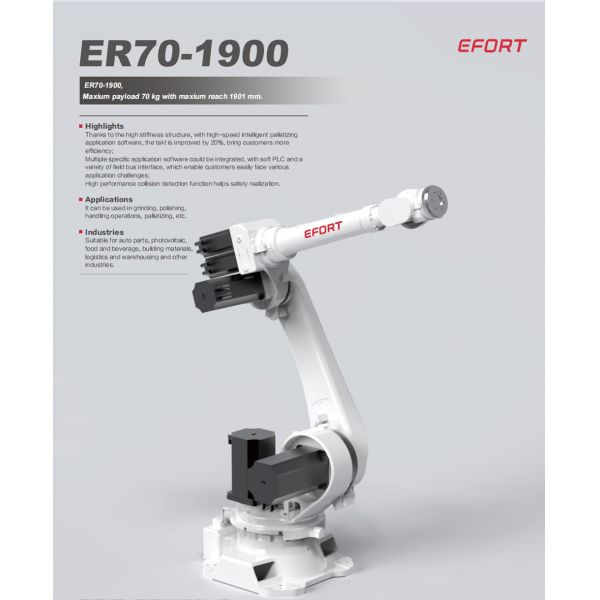 General Industrial Robot In Grinding Polishing Handling Operations Palletizing For Auto Parts Photovoltaic ER70-1900