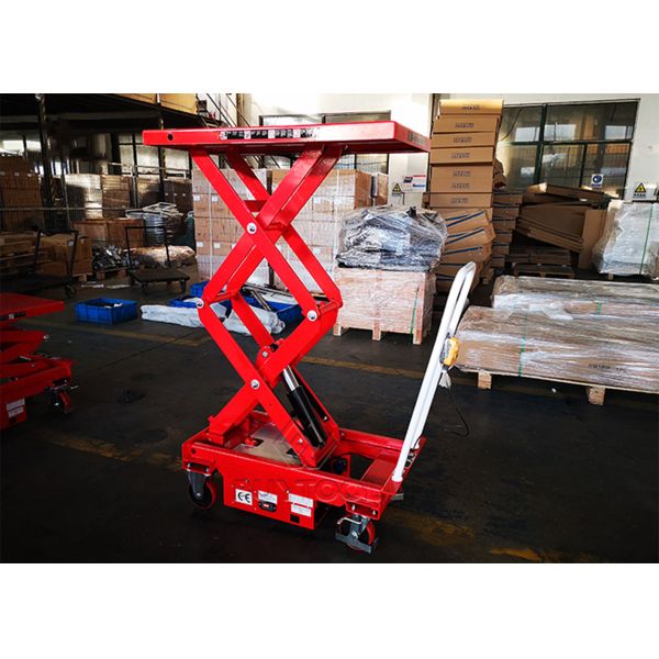 500kg Low Profile Mobile Lift Table Double Scissor Light Duty Small Electric Motor