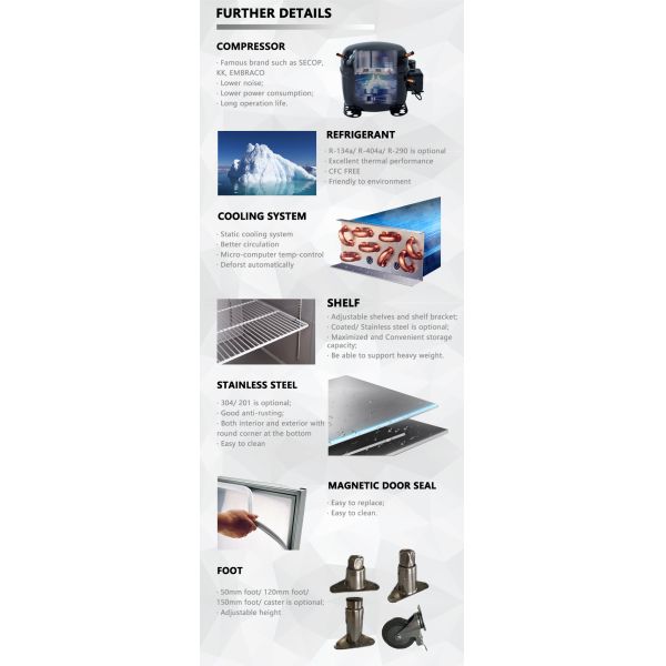 Commercial Vertical Air Cooling Two Doors Refrigerator Single-Temperature