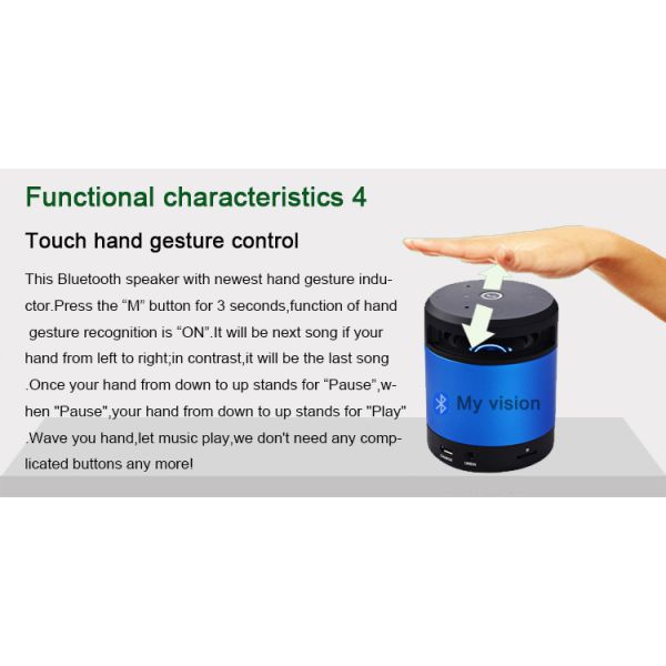 Gesture Recognition Bluetooth Hiking Speaker Rechargeable Bluetooth Speakers Cylinder