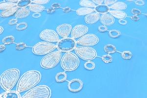 China Sequins Mesh Embroidery Milk Silk Lace Trim Customized New Design on sale