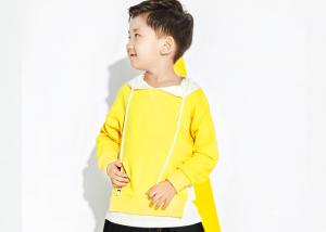 China Yellow Fake Two Pieces Boys Fall Sweaters , Cute Little Boy Clothes With Hood wholesale