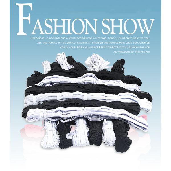 Factory custom 3mm white round woven elastic band ear loop rope for disposable facemask