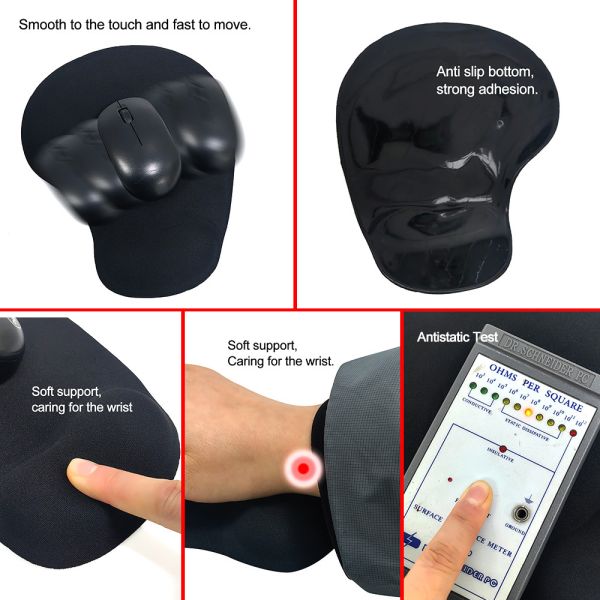 ESD Antistatic Black Desk Soft Durable Silicone Wrist Rest Mouse Pad