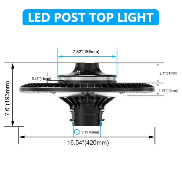 Energy-Saving 140lm/W Smart-Tuning 200W LED Garden Post Light Pole Area Light for Highway Rest Area Sports Complex Waterfront Promenade