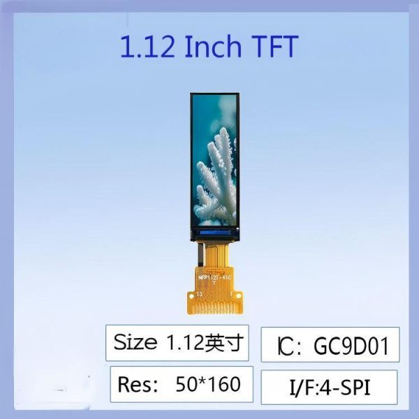 1.12-inch IPS TFT LCD Screen | 50×160 Dot Matrix Serial Screen with GC9D01 Driver,