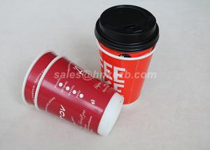 Red Double Wall To Go Custom Disposable Coffee Cups With Black Lid