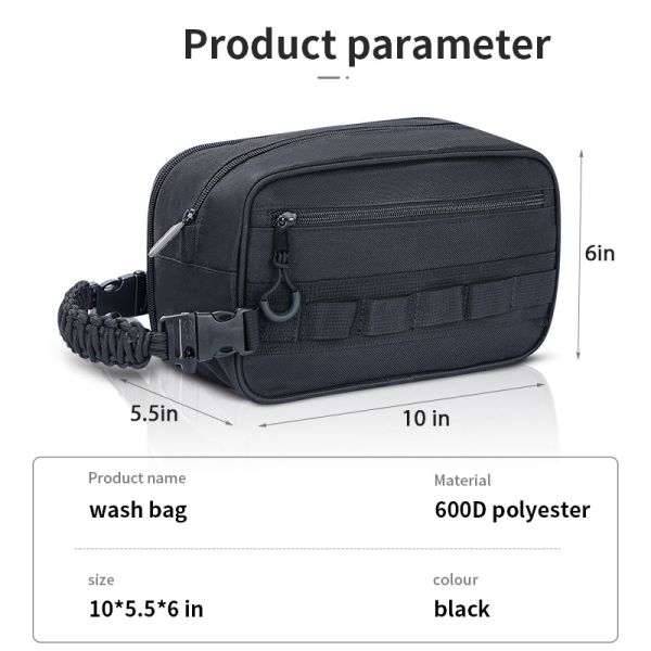 Cosmetic Foldable Travel Toiletry Bag With Hanging Hook Bathroom Shaving Men 10X5.5X6"