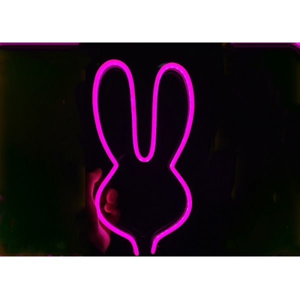 Pink Rabbit Neon Signs with stand & USB for Christmas gift For Child